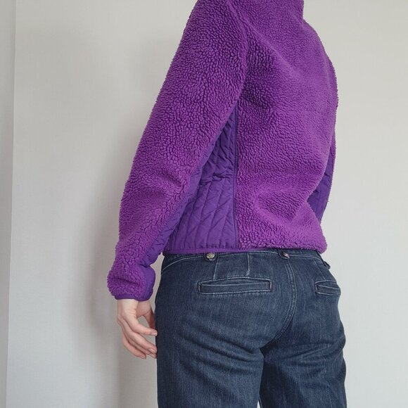 Vintage 90s Patagonia high neck zip-up purple sherpa jacket ✦ size Small ✦ - Picture 6 of 14